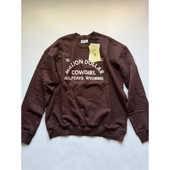 HALFDAYS X MILLION DOLLAR COWBOY BAR Sweatshirt Spiked Cocoa Small - Picture 2 of 8